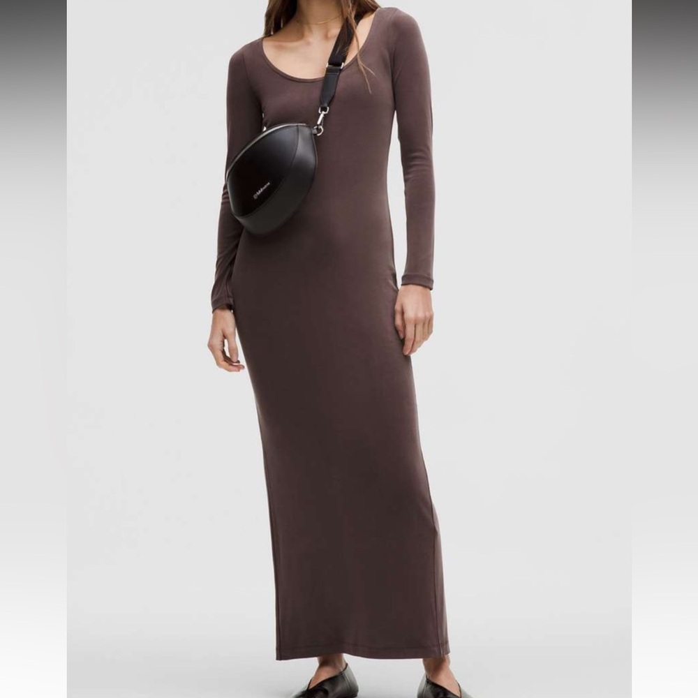 NWT Lululemon Drapey Softstreme Long-Sleeve Maxi Dress Women’s XL Espresso Brown